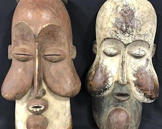 Pair Udumdu KONGO Wooden Masks, Zaire
