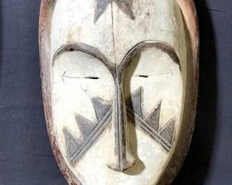 Pair Wooden White FANG Mask, Gabon
