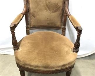 Antique Ornately Carved Wooden Armchair
