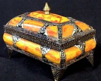 Tibetan Style Chased Silver Tn Trinket Box

