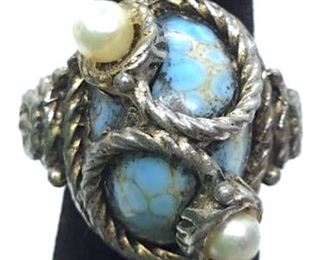 Sterling Silver Ring W Stone, Pearl Style details

