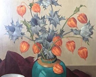 Signed JOAN GENT Floral Bouquet Oil On Canvas
