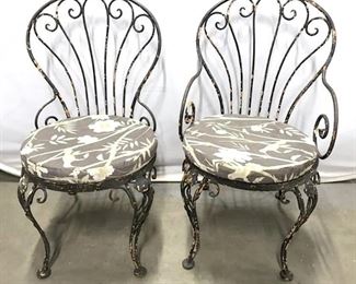 Set 4 Vintage Salterini Style Iron Outdoor Chairs
