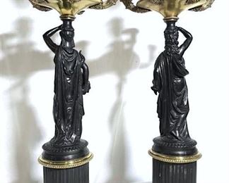 Pair Grand 43 Inch Neo Classical Candelabra Lamps
