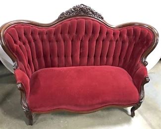 Antique Victorian Carved Loveseat
