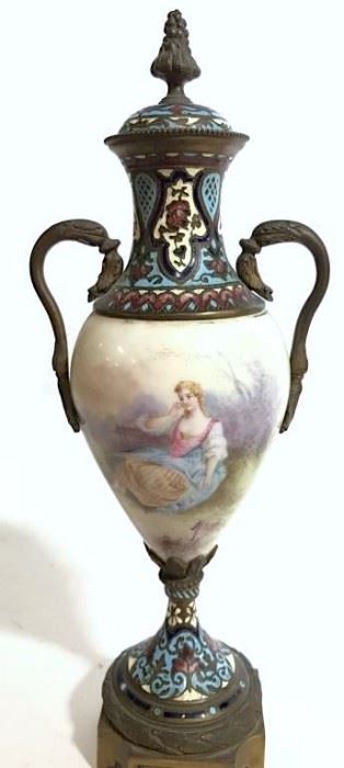Antique Signed Hand Painted Decorative Urn
