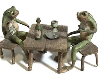 Lot 2 Antique Vienna Bronze Miniature Frogs
