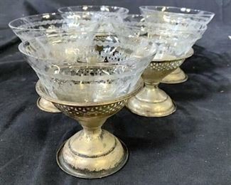 Set 5 Sterling and Crystal Caviar Cordials
