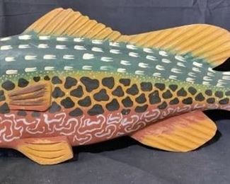 Oversized Painted Fish Wall Decoration
