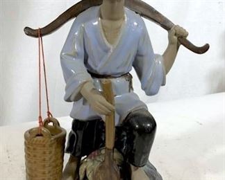 Ceramic Glazed Asian Farmer Figural
