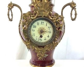 Rococo Enamel & Brass Dragon Mantel Clock
