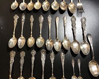 Antique sterling souvenir spoons pre 1900s 