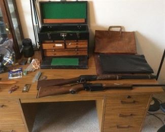 BB guns, old Wood Machinest tool box