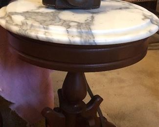 Reproduction hand carved Victorian marble top side table 