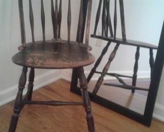 Antique chair and mirror