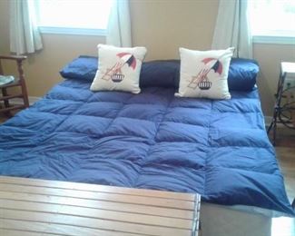 Vintage rocker, full size bed frame, table and end table that match the custom ones pictured earlier