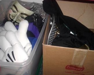 Bins of dress up costumes
