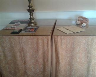 Pair of large tables-with Custom made covers-and underneath
