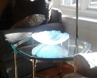 brass and glass table