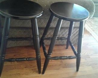 pair of wooden breakfast bar stools