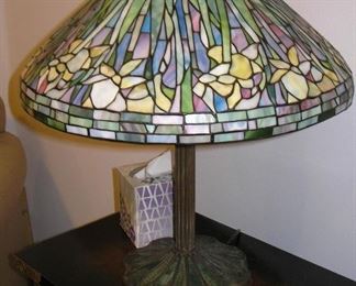 Slag Glass Iris Lamp