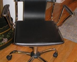 Chrome and Leather Adjustable Desk Chair