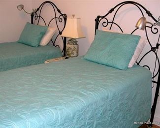 Matching Twin Beds, wrought iron , Bedspreads etc.