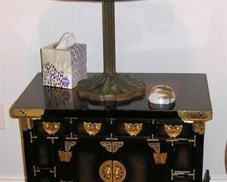 Asian Style Cabinet with Leadlight Lamp on top