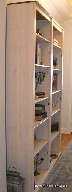 Two Tall Bookcases in whitewash style