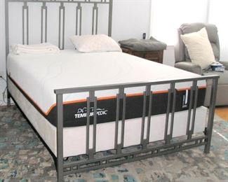 Grey Metal Queen Size bed with Tempur-pedic  Contour Mattress