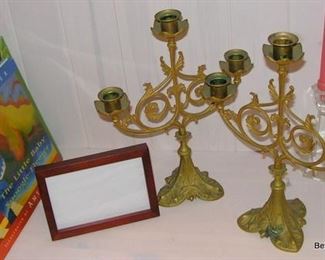 Brass Art Nouveau style Candle holders and more