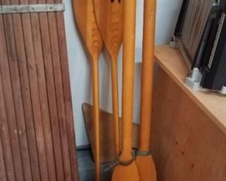 Expanding bench / seating. Oars from row boat and kayak, all quality wood collectibles! 