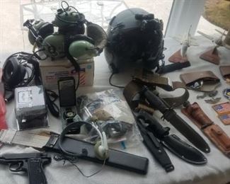 Pilots helmet, headsets, patches , flight computers, and more. 