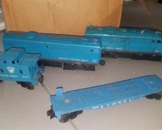 Vintage Lionel United States Navy train set. 