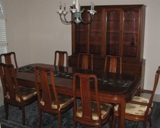 Thailand original rosewood dining room set, 8 chairs, china cabinet and bar / server - Available pre-sale at $2500