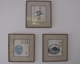 Many pieces of Asian art. 