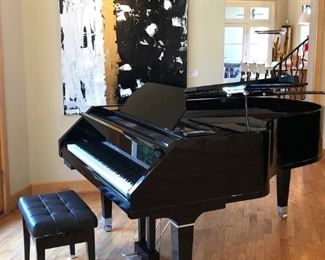 Pearl River Baby Grand Piano in Ebony Black with Bluetooth by QRS & Pianostream App Play feature. 