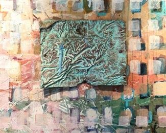 Original Art by Texas Artist Dayna DeHoyos "I ❤️U in Squares" 48 x 48.