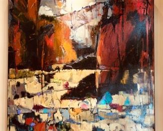 Original Art (Acrylic on Canvas) by Toni Doilney "Pitching Camp" 40 x 40. 