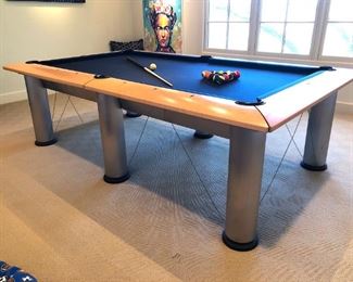 Brunswick’s contemporary and sleek Manhattan Pool Table with accessories..