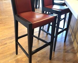 Roche Bobois Wood & Leather Counter/Bar Stools..