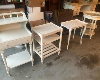 Miscellaneous white side tables