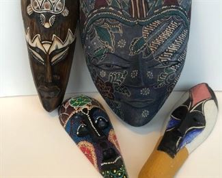SB SOS Hand Carved Wooden Tribal Mask LOT.  eBay #164043053495