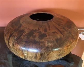Ed Moulthrop.  Burled wood vessel.  Leopard maple.  16 x 6.75"