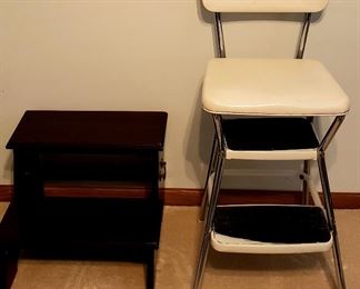 Wood & chrome step stools
