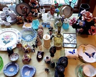 Hummels, china tea sets, miniatures, Wedgewood etc.