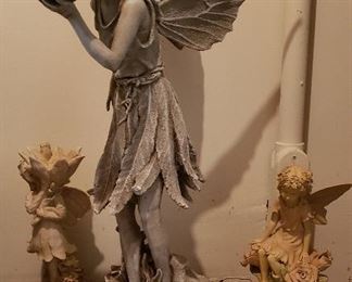Garden statuary includes 40" tall fairy in great condition