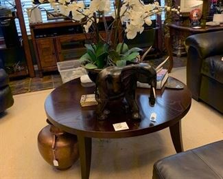 Contemporary coffee table. Lots of orchids!