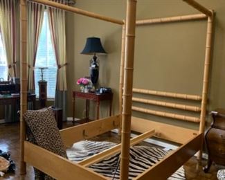 Vintage Ralph Lauren queen bed. Real Zebra rug. 