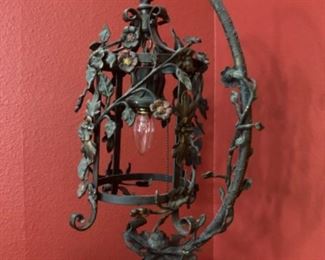 Pair of antique Samuel Yellin era wrought iron floor lamps